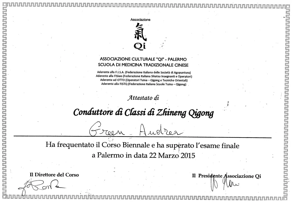 Instructor certificate
